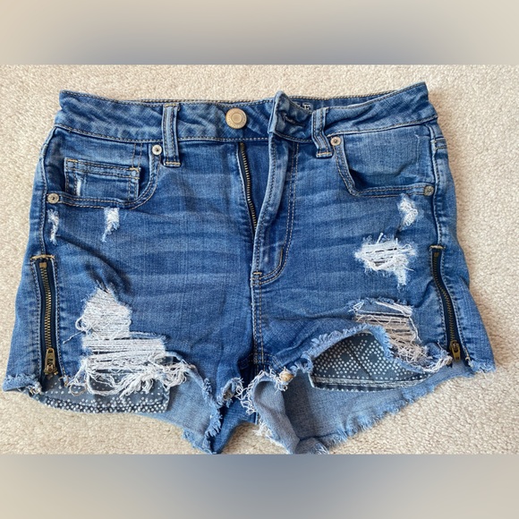 distressed western high rise shorts - Picture 1 of 5